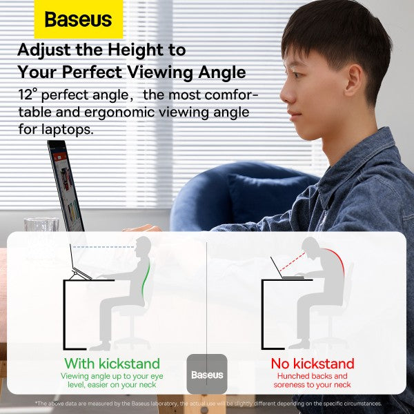 Baseus Slim Laptop Kickstand (2 PCS) Compact Durable Heat Dissipation Adjustable Viewing Angle - Black