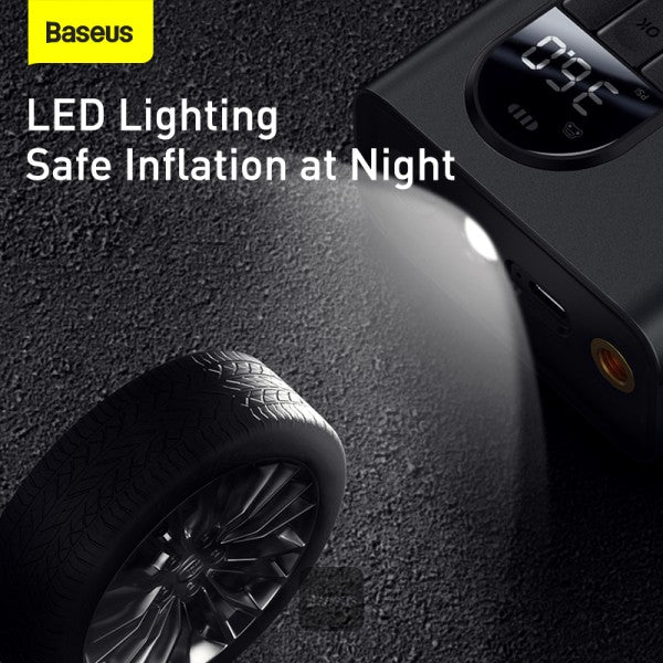 Baseus Energy Source Inflator Pump Electric Digital Display Air Pump for Car Bike Motorcycle - Black