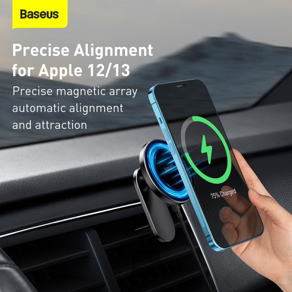 Magnetic Absorption Wireless Car Charger Fast Charging Compatible with Mag-Safe Car Charger Dashboard Air Vent Mount Compatible with iPhone 13 13 Pro 13 Pro Max 12 12 Pro 12 Pro Max Black