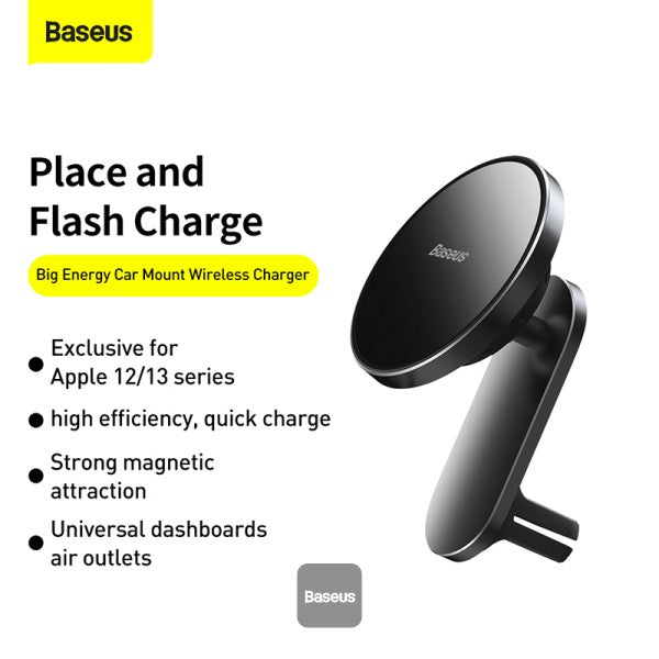 Magnetic Absorption Wireless Car Charger Fast Charging Compatible with Mag-Safe Car Charger Dashboard Air Vent Mount Compatible with iPhone 13 13 Pro 13 Pro Max 12 12 Pro 12 Pro Max Black