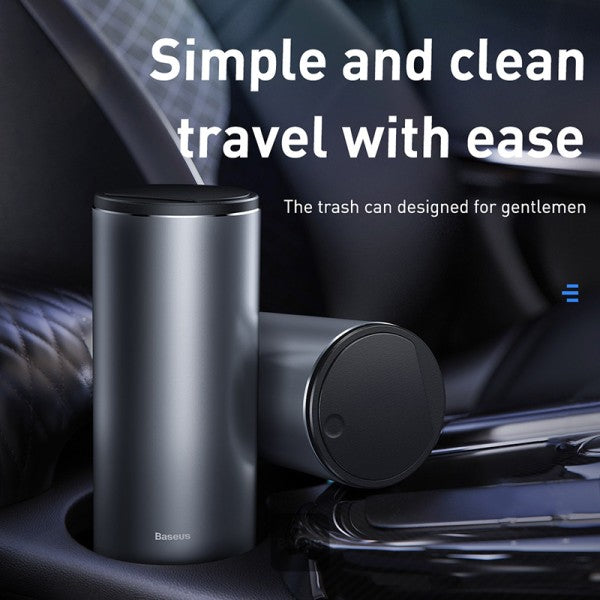 Baseus Gentleman Style Vehicle-mounted Trash Can 500ml Aluminum Alloy Office Desktops Waste Bin Rubbish Container With 30 Special Trash Bags
