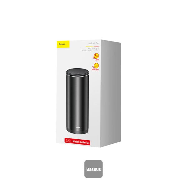 Baseus Gentleman Style Vehicle-mounted Trash Can 500ml Aluminum Alloy Office Desktops Waste Bin Rubbish Container With 30 Special Trash Bags