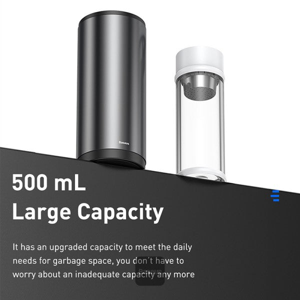 Baseus Gentleman Style Vehicle-mounted Trash Can 500ml Aluminum Alloy Office Desktops Waste Bin Rubbish Container With 30 Special Trash Bags