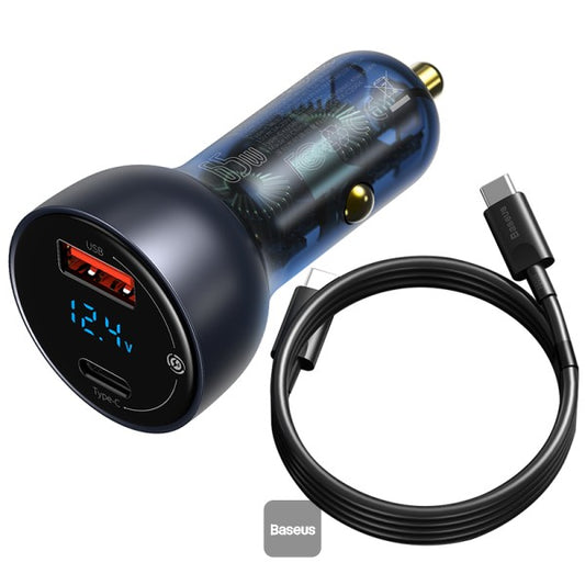 Baseus 65W Car Charger Dual USB Type C Quick Charge 40 30 USB Car Charger for Samsung Huawei SCP QC40 QC30 PD Fast Charging Charger For iPhone