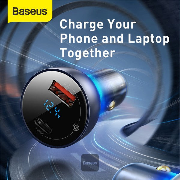 Baseus 65W Car Charger Dual USB Type C Quick Charge 40 30 USB Car Charger for Samsung Huawei SCP QC40 QC30 PD Fast Charging Charger For iPhone