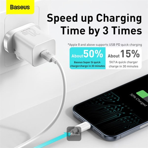 Baseus Super Si 1C fast wall charger USB Type C 20W UK Power Delivery