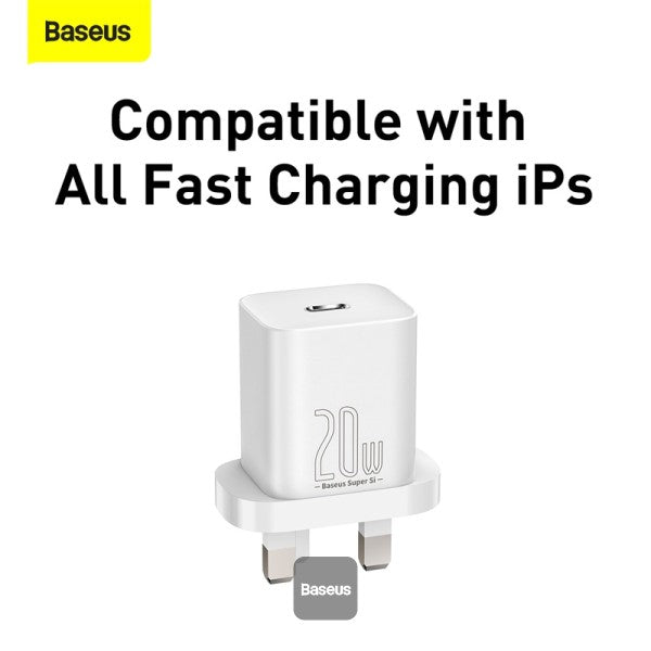 Baseus Super Si 1C fast wall charger USB Type C 20W UK Power Delivery