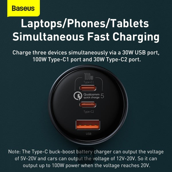 Baseus 160W Car Charger Quick Charge QC 50 40 30 PD Charger For Macbook iPad Pro Laptop USB Type C Charger For iPhone Xiaomi