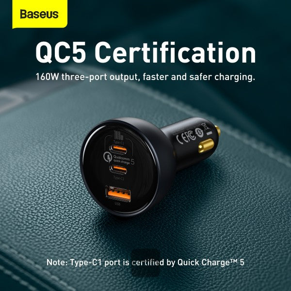 Baseus 160W Car Charger Quick Charge QC 50 40 30 PD Charger For Macbook iPad Pro Laptop USB Type C Charger For iPhone Xiaomi