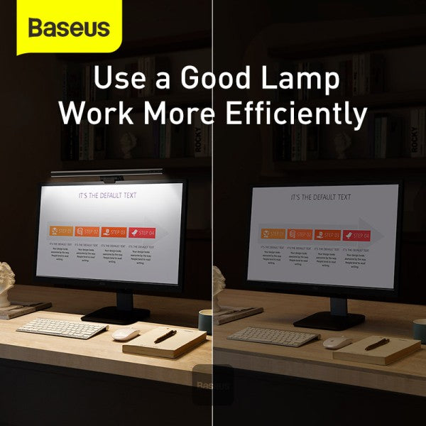 Baseus Monitor Light Bar - USB Powered Eye-Protection Dimmable Brightness & Color Temp Screen Clamp Design for E-Reading & Workstation - Black