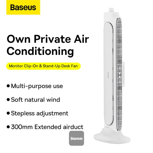 Baseus USB Fan Monitor Clip On & Stand-Up Desk Fan Bladeless Strong Wind Air Condition Noiseless Summer Cooler For Computer Laptop