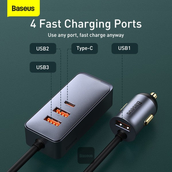 Baseus Share Together 3x USB   USB Type C car charger 120W PPS Quick Charge Power Delivery gray