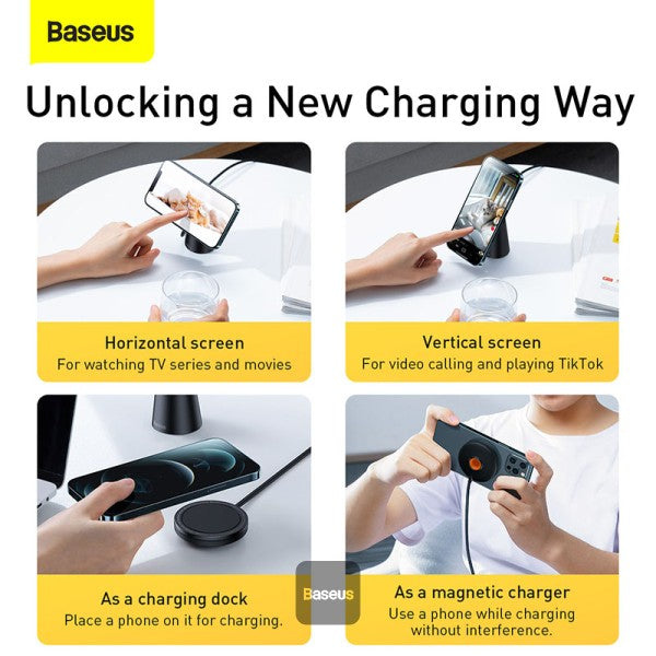 Baseus Magnetic Wireless Charger Phone Holder For iPhone 13 iPhone 12 Pro Max Wireless Charging Detachable Desktop Phone Holder