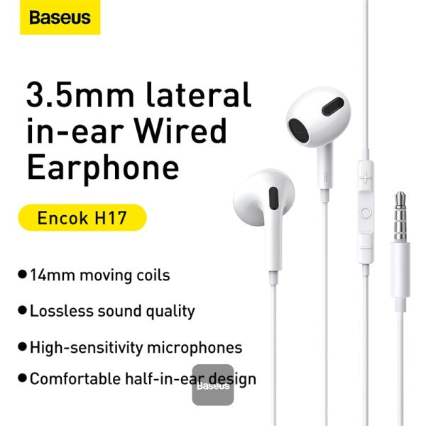 Baseus Encok H17 Wired Earphone In Ear Headset With Mic Stereo Bass Sound 35mm Jack Earphone Earbuds Earpiece For iPhone Samsung Xiaomi