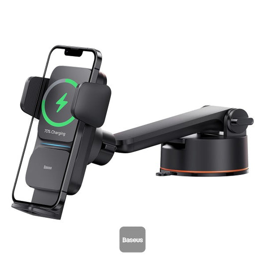 Baseus Qi 15W Wireless Car Phone Charger Holder Bracket Fast Charging Holder For iPhone 13 12 Samsung S21 Mobile Phone Black