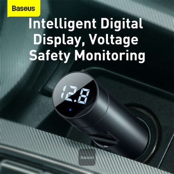 Baseus Bluetooth 50 FM Transmitter and Car Charger 3A 18W PPS Quick Charge 30 Dark Grey