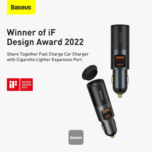 Baseus Share Together Fast Charge Car Charger with Cigarette Lighter Expansion Port U+C 120W