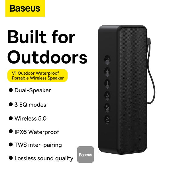 Baseus V1 Bluetooth Speaker Outdoor IPX6 Waterproof Stereo Mini Portable Sound Box 20W High Power Super Bass Wireless Music Speaker