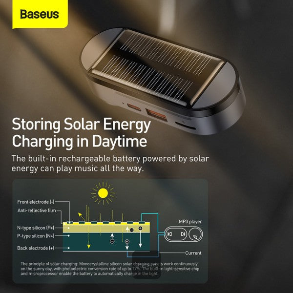 Solar FM Transmitter with Bluetooth 50 Wireless MP3 Player Hands-free Magnetic USB Charger AUX Car Audio Kit