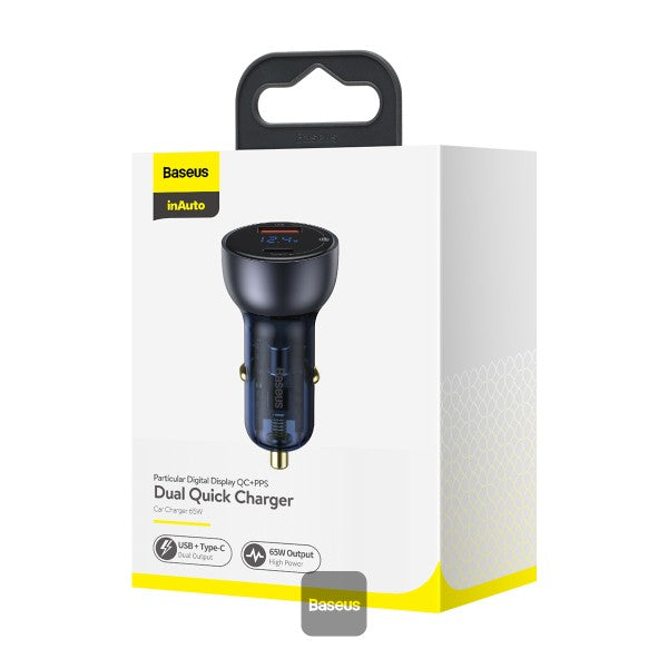 Baseus car charger USB   USB Type C 65 W 5 A SCP Quick Charge 40+ Power Delivery 30 LCD display