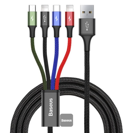 Baseus cable USB 4in1 cable 2x Lightning - USB Type C - micro USB nylon braided 35A 12m black
