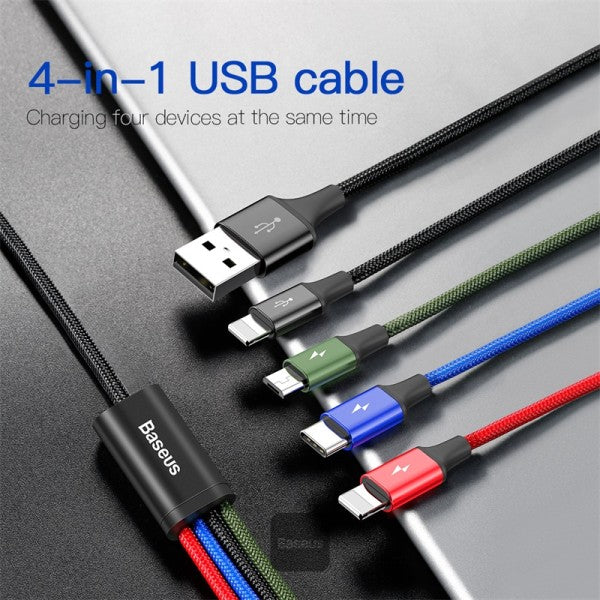 Baseus cable USB 4in1 cable 2x Lightning - USB Type C - micro USB nylon braided 35A 12m black