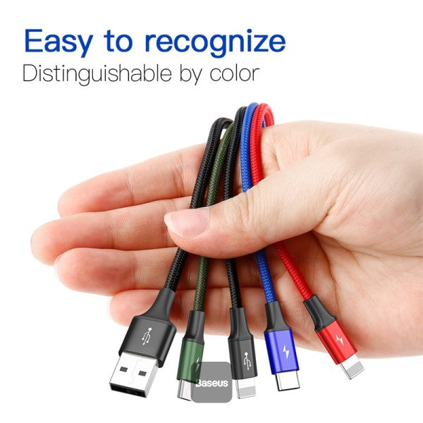 Baseus cable USB 4in1 cable 2x Lightning - USB Type C - micro USB nylon braided 35A 12m black