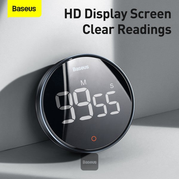 Baseus Digital Rotation Countdown Kitchen Timer with LED Display Magnetic Holder Volume Control Stopwatch & Countdown – Grey