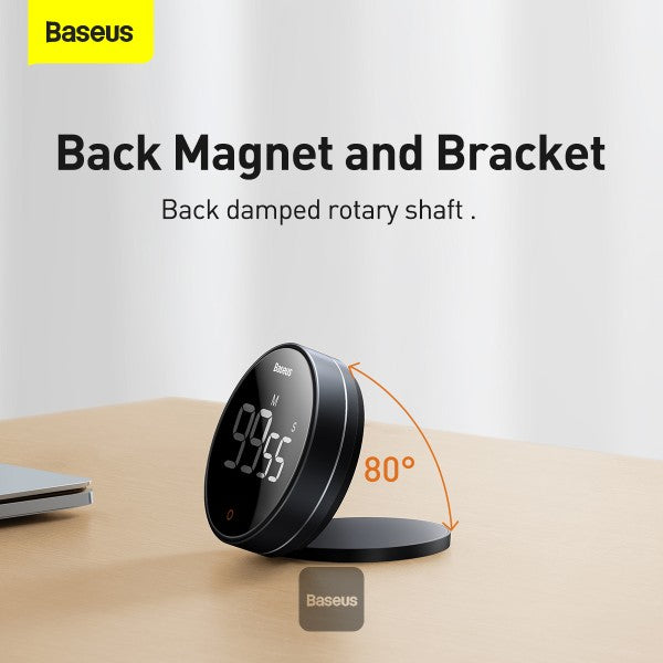Baseus Digital Rotation Countdown Kitchen Timer with LED Display Magnetic Holder Volume Control Stopwatch & Countdown – Grey