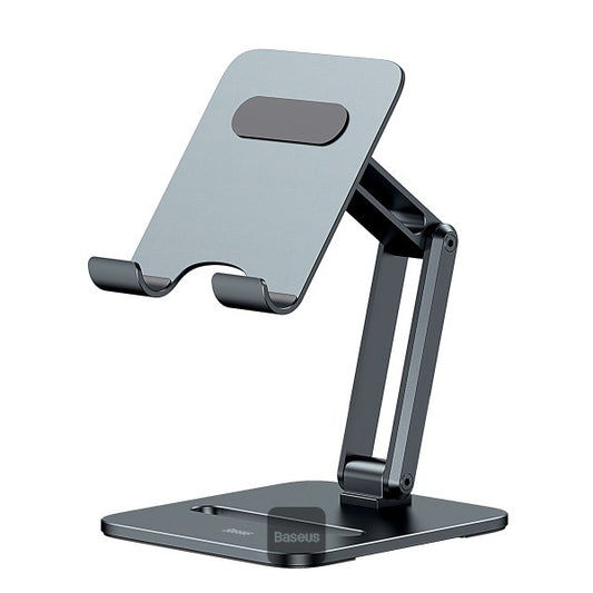 Baseus Desktop Biaxial Foldable Metal Stand - Adjustable Tablet & Phone Holder Compatible with iPad Tablets and Smartphones - Grey