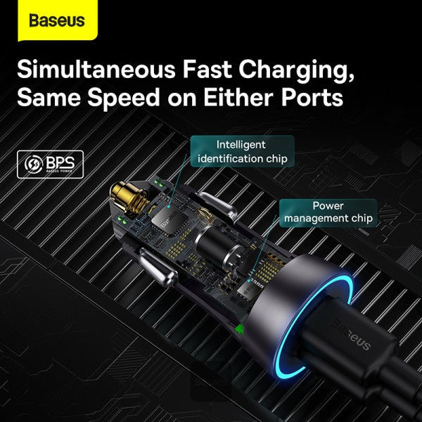 Baseus Golden Contactor Pro car charger 2x USB-C 40W gray