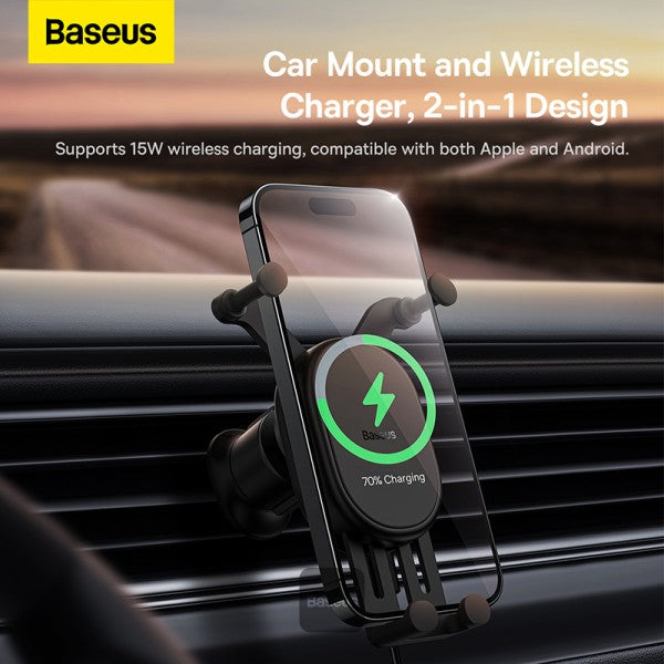 Baseus Stable Gravitational Wireless Charging Car Mount Pro 15W Air Outlet Version (black)