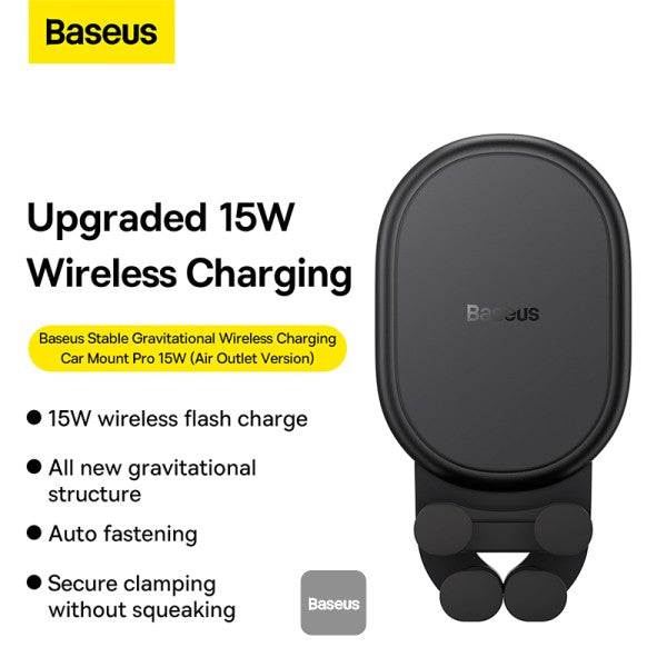Baseus Stable Gravitational Wireless Charging Car Mount Pro 15W Air Outlet Version (black)