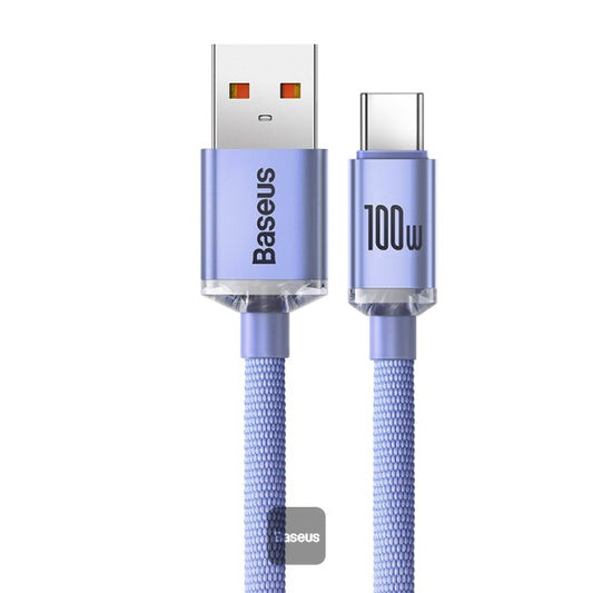 Baseus Crystal Shine Series Cable USB-A to Type-C Fast Charge Data Cable 100W 5A 12M - Purple