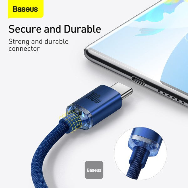 Cable Baseus Crystal Shine cable USB to USB-C 5A 100W 12m blue
