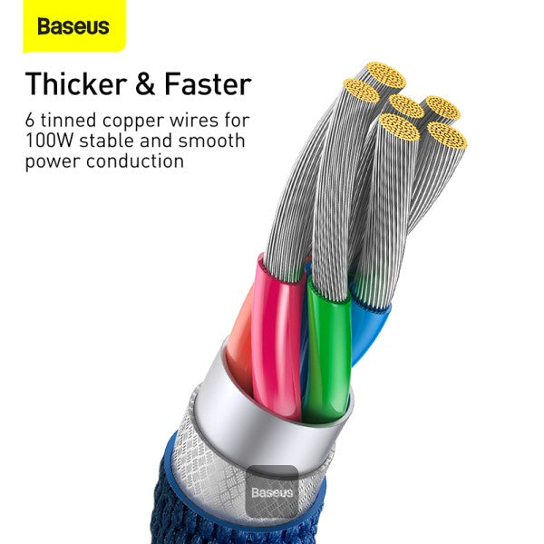 Cable Baseus Crystal Shine cable USB to USB-C 5A 100W 12m blue