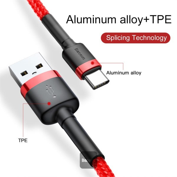 Baseus Cafule Cable Durable Nylon Braided Wire USB   USB-C Qc30 2a 2m Red