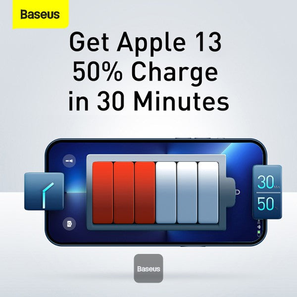 Baseus Compact quick charger USB Type C 2x USB 30W 3A Power Delivery Quick Charge white EU