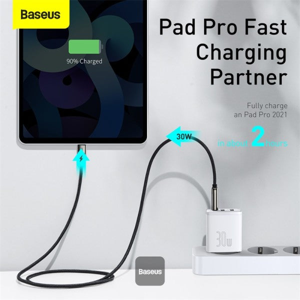 Baseus Compact quick charger USB Type C 2x USB 30W 3A Power Delivery Quick Charge white EU