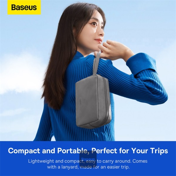 Baseus EasyJourney Series small travel bag phone pouch headphones and other small items gray