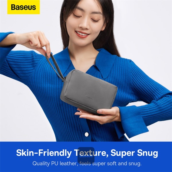 Baseus EasyJourney Series small travel bag phone pouch headphones and other small items gray