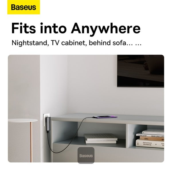 Baseus GaN5 Pro Ultra-Slim Fast Charger C+U 65W UK EU US Adapter Plug With 100W USB C Cable - Grey