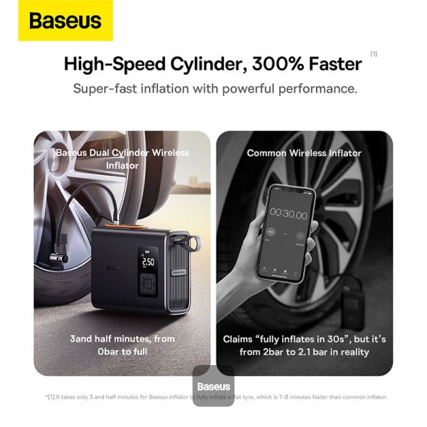Baseus Mega Energy Pump Dual Cylinder Wireless Inflator Black