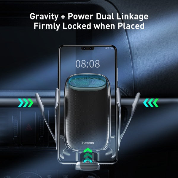 Baseus Milky Way Qi Wireless Car Charger 15W Electric Phone Holder Black