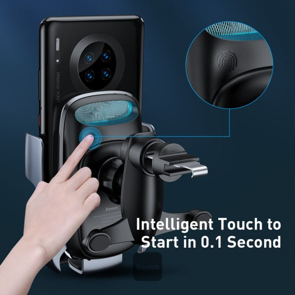 Baseus Milky Way Qi Wireless Car Charger 15W Electric Phone Holder Black