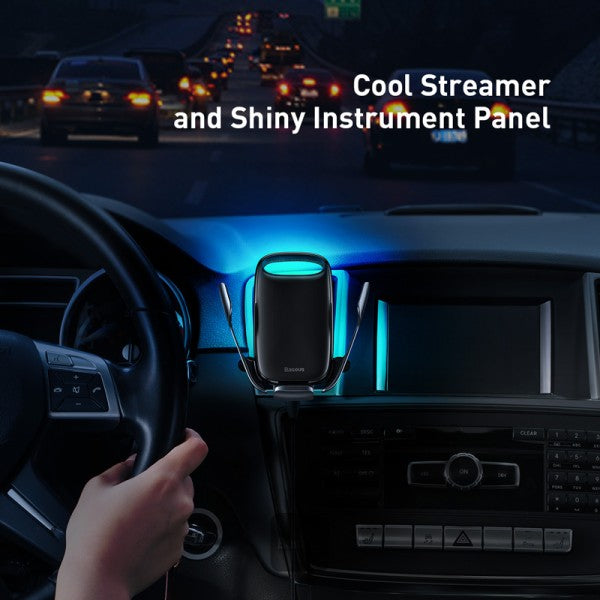 Baseus Milky Way Qi Wireless Car Charger 15W Electric Phone Holder Black