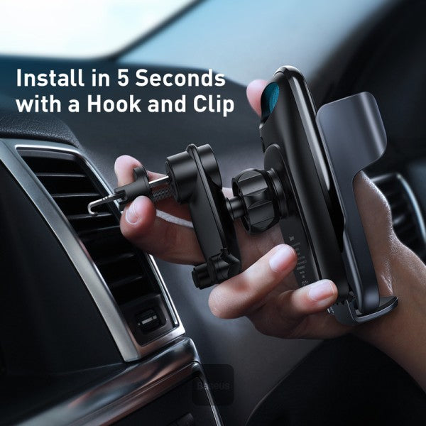 Baseus Milky Way Qi Wireless Car Charger 15W Electric Phone Holder Black