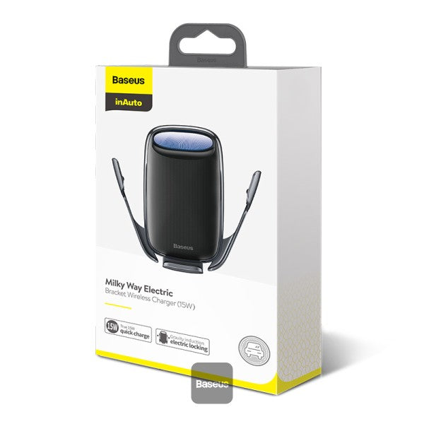 Baseus Milky Way Qi Wireless Car Charger 15W Electric Phone Holder Black