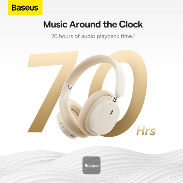 Baseus Bowie D05 Wireless Bluetooth Headset Foldable HiFi Stereo Music Headphone Creamy - White