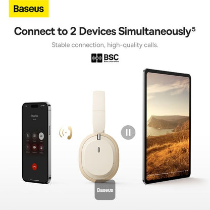 Baseus Bowie D05 Wireless Bluetooth Headset Foldable HiFi Stereo Music Headphone Creamy - White